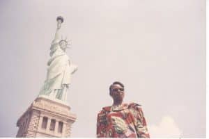 Ellis Island, 1998: Cesnabmihilo Dorothy Aken'Ova after the presentation of the revolutionary Shadow Report.